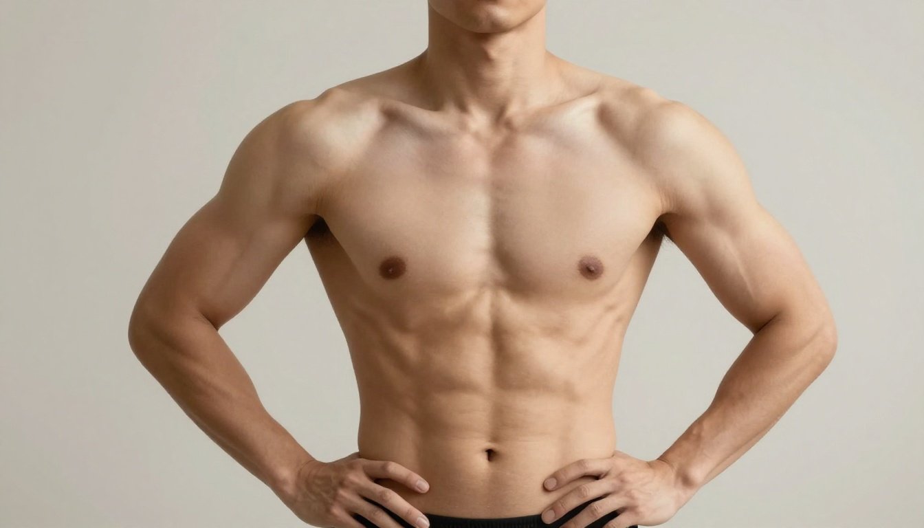 Φωτογραφία ατόμου με ισορροπημένη σιλουέτα και πλατύς ώμους.