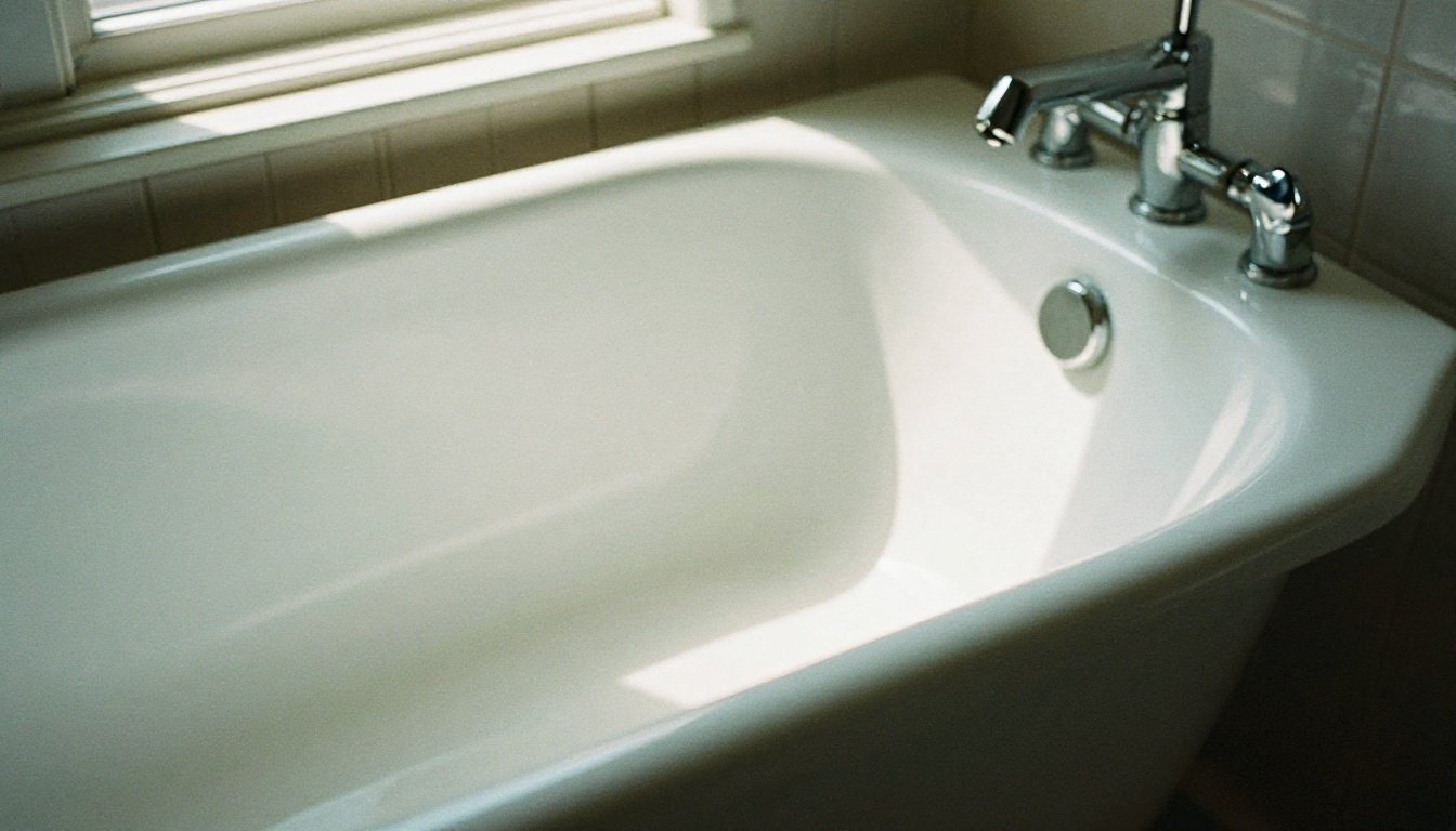 Μια καθαρή και φωτεινή μπανιέρα με φυσικό φως