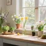 Ένας φρέσκος και ανανεωμένος χώρος διαβίωσης γεμάτος ανοιξιάτικα λουλούδια και βότανα.