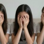 Δραματική εικόνα που απεικονίζει τις προκλήσεις που αντιμετωπίζουν τα έφηβα κορίτσια με διατροφικές διαταραχές και τικ κατά τη διάρκεια της πανδημίας.