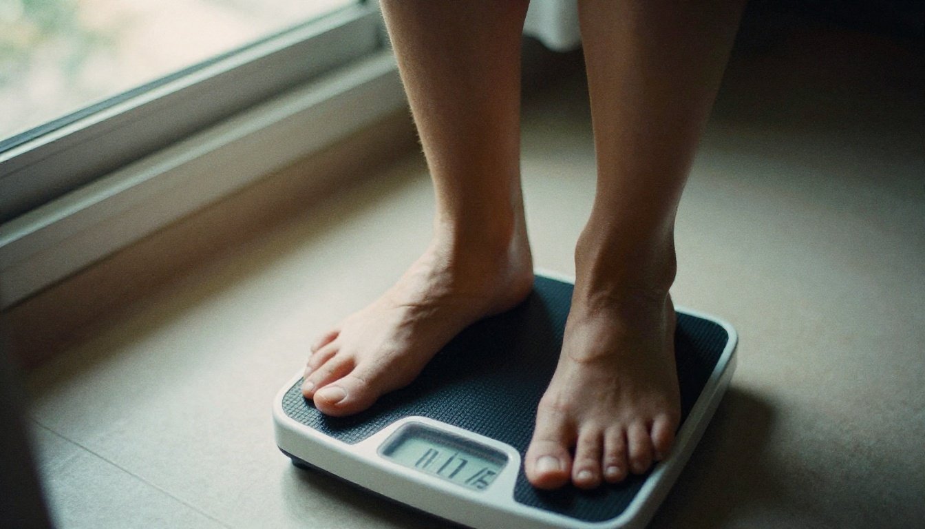 Άτομο που ζυγίζεται το πρωί