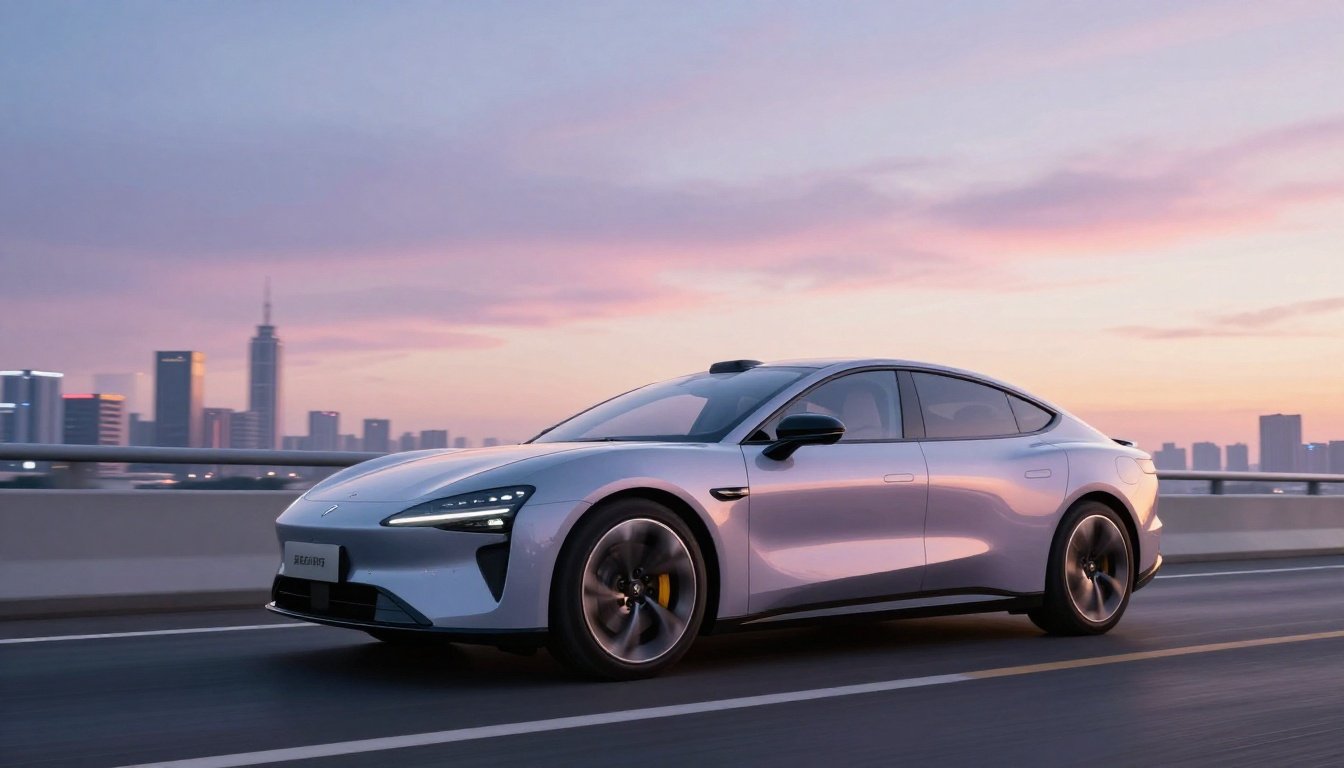 Ηλεκτρικό αυτοκίνητο σε σύγχρονη αστική τοποθεσία