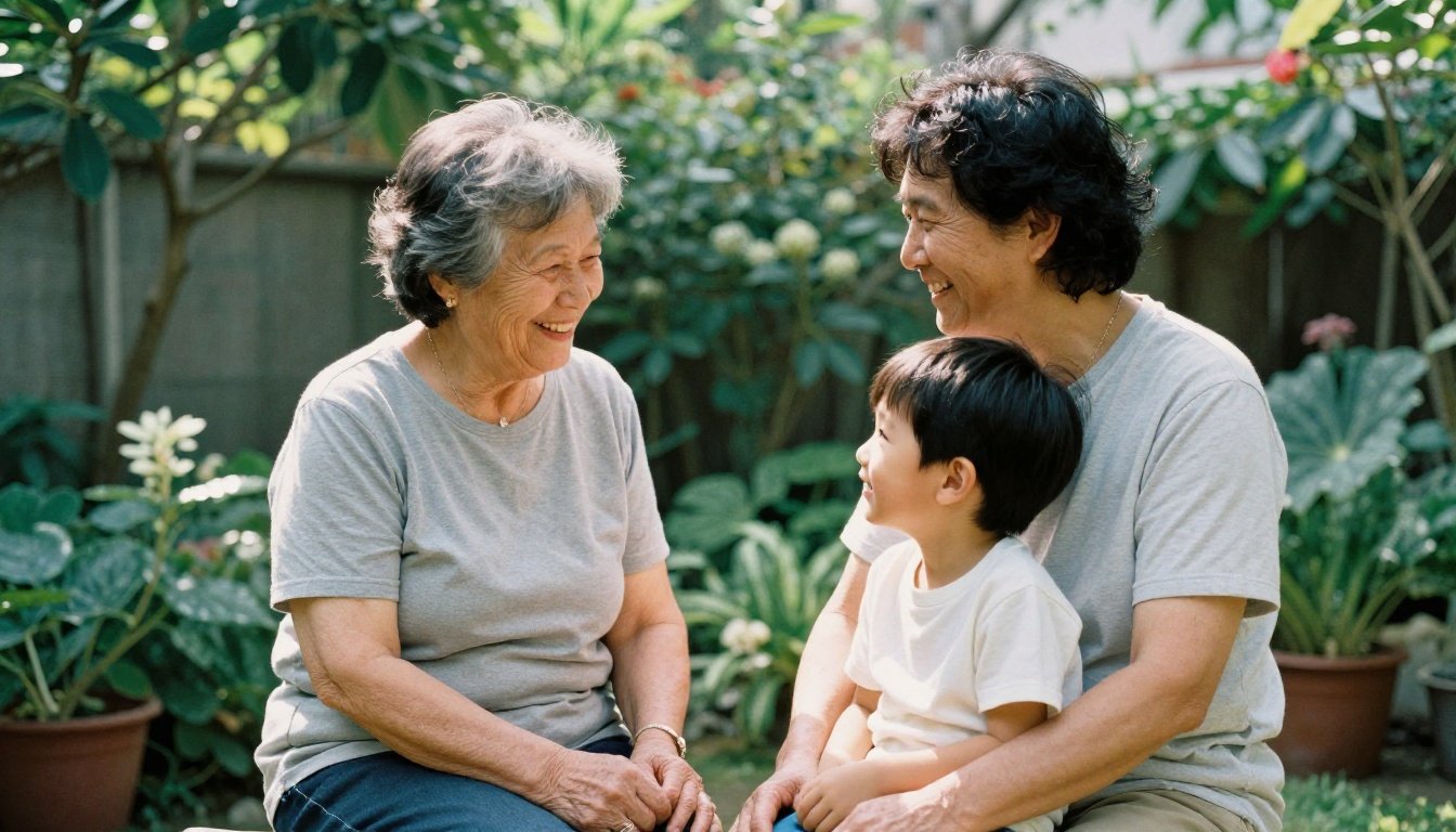 Παππούδες και γιαγιάδες — Τα 3 μοναδικά οφέλη που προσφέρουν στην ανατροφή και την ευτυχία των παιδιών 2 Μια γιαγιά και ο εγγονός της σε έναν ηλιόλουστο κήπο