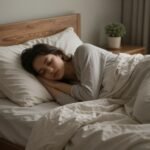 Μια ήρεμη κρεβατοκάμαρα που απεικονίζει τη σημασία της στάσης ύπνου στους εφιάλτες.