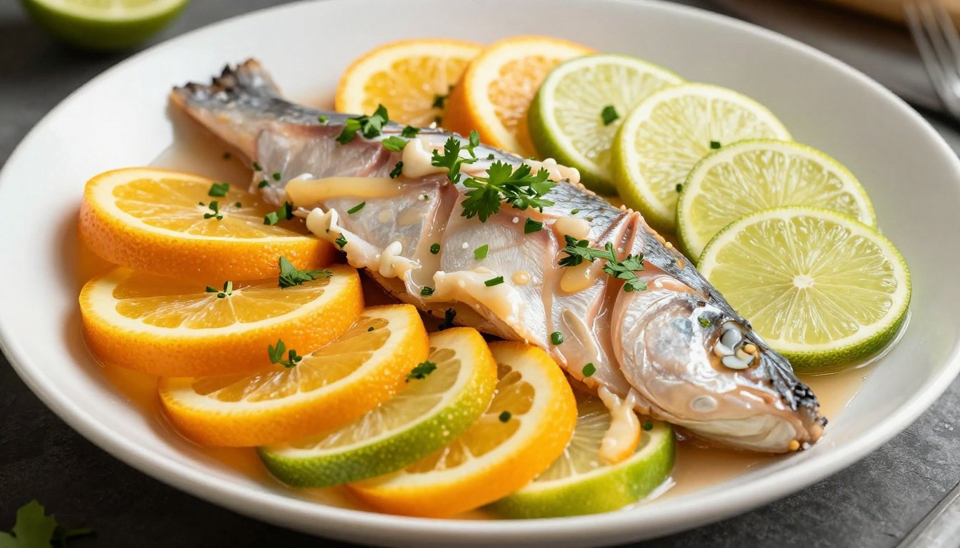 Δροσερό σεβίτσε με φρέσκα υλικά και γαρνιτούρες.