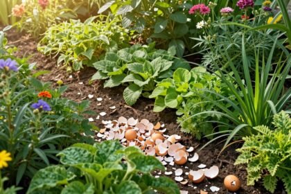 Φυτά σε κήπο με τσόφλια αυγών ως φυσικό λίπασμα