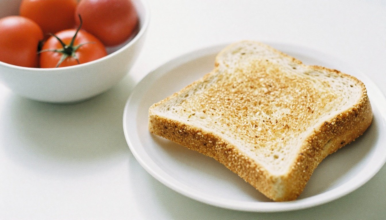 Φωτογραφία ενός υγιεινού πρωινού με φρέσκα φρούτα και ψωμί ολικής αλέσεως