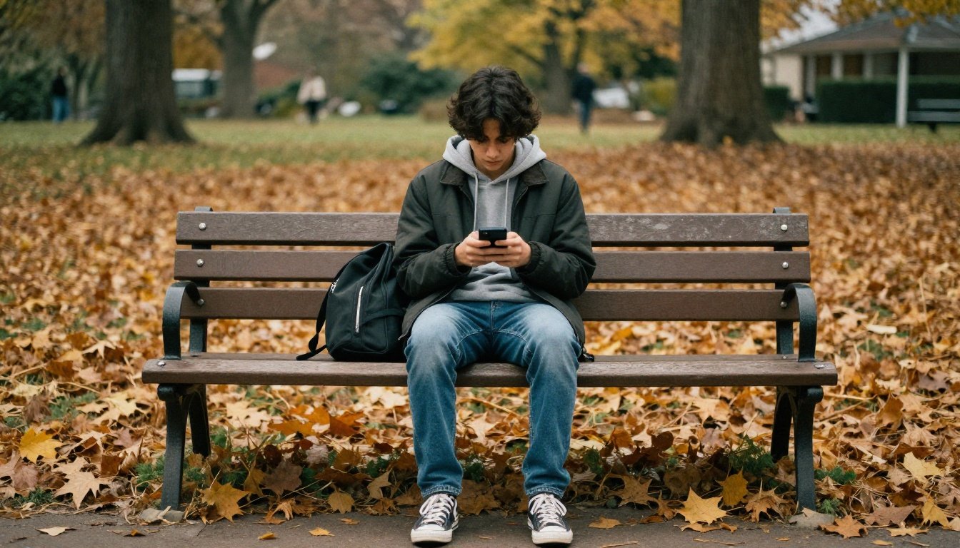 Η πρόκληση των social media: Πώς επηρεάζουν τη γενιά Z 2 Νεαρός καθισμένος μόνος σε παγκάκι