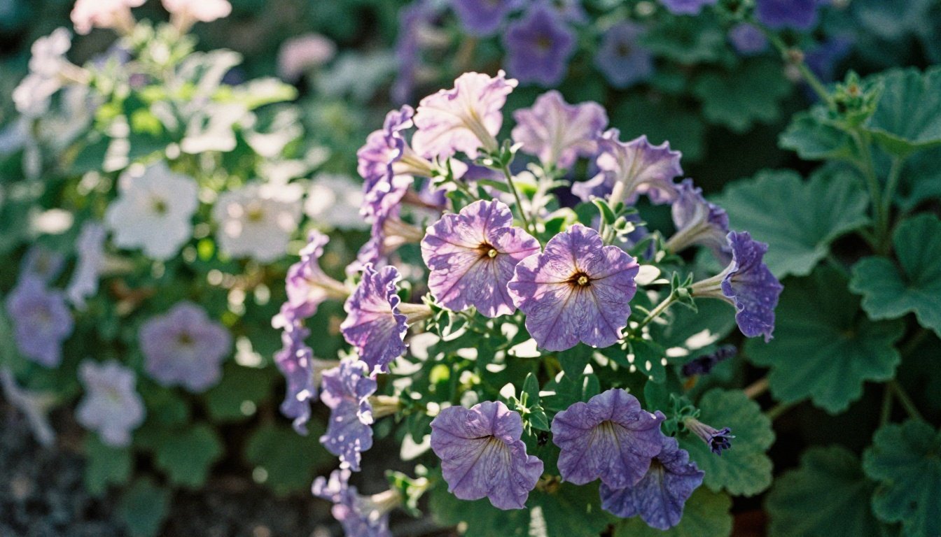 Ένας καταπράσινος κήπος με ανθισμένα λουλούδια