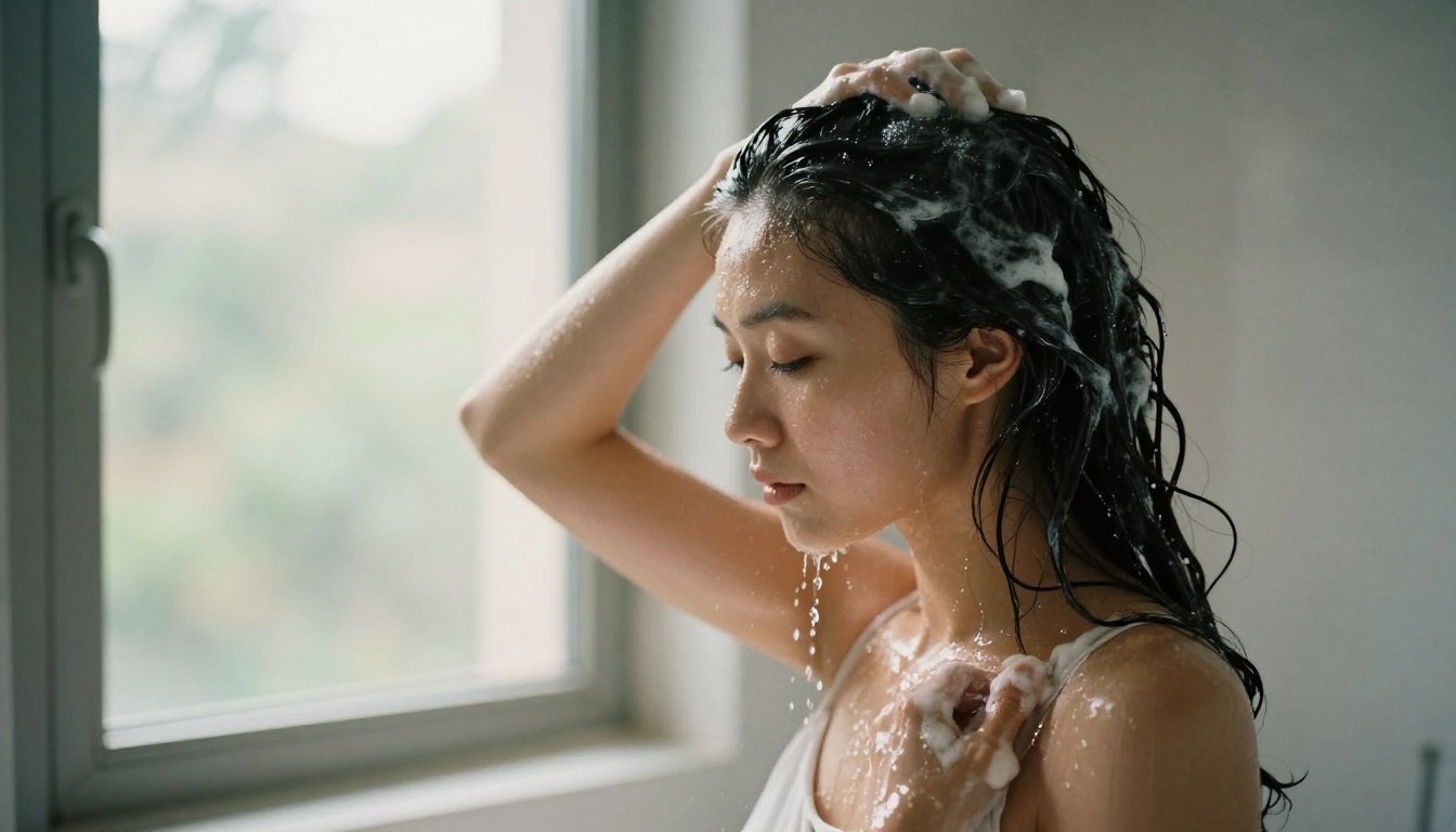 Γιατί το καθημερινό λούσιμο βλάπτει τα μαλλιά σου — Η αλήθεια που δεν φανταζόσουν! 2 Γυναίκα στο μπάνιο ενώ λούζεται