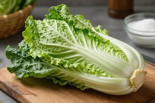 Φρέσκο λάχανο σε ξύλινο τραπέζι με αλάτι, έτοιμο για πλύσιμο.