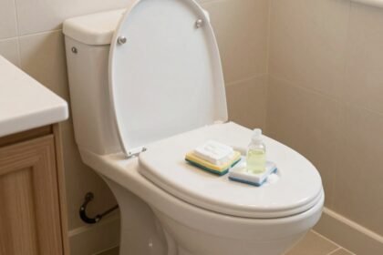 Πεντακάθαρη τουαλέτα με φυσικά καθαριστικά υλικά.