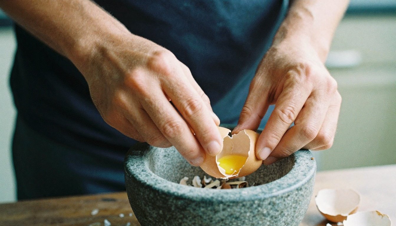 Κηπουρός θρυμματίζει τσόφλια αυγών