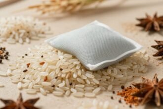 Εικόνα που απεικονίζει διάφορες χρήσεις του ρυζιού σε καθημερινές καταστάσεις.