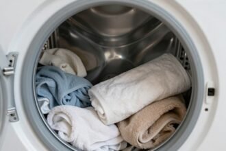 Πλύσιμο ρούχων και χαλιών στο πλυντήριο.