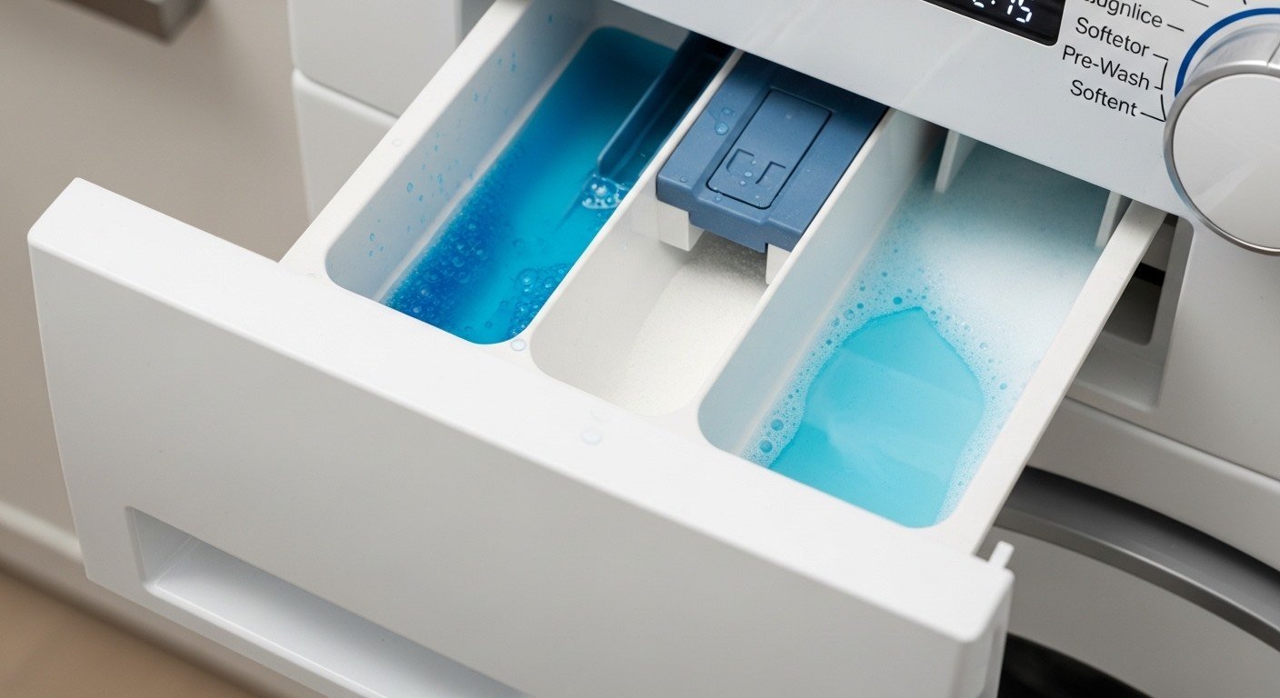 πλυντήριο5 - Πλυντήριο ρούχων — Το κοινό λάθος που κάνετε με τη θήκη του απορρυπαντικού και καταστρέφετε τα υφάσματα