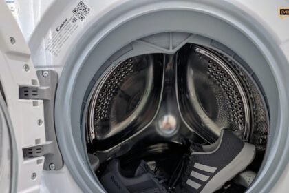 Clean open front load washing machine details