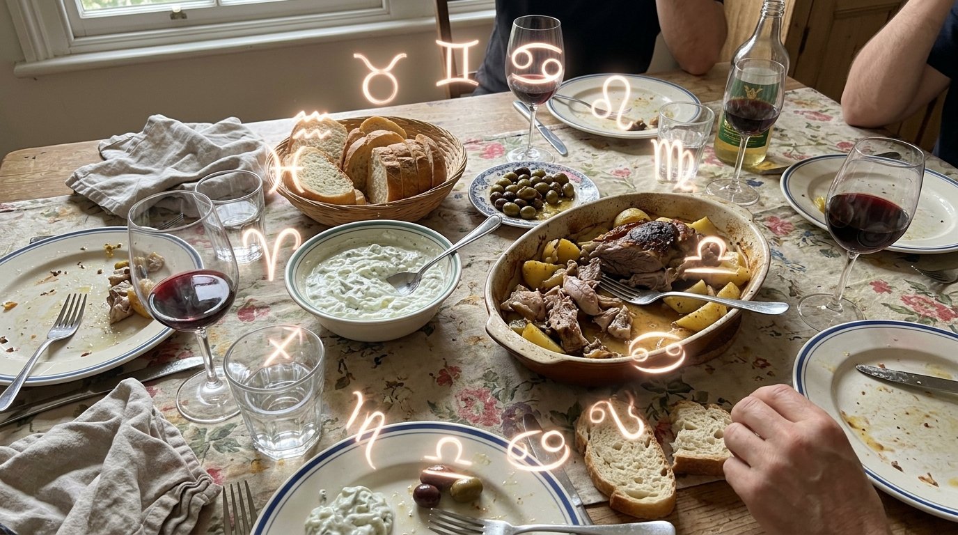 Κυριακάτικο τραπέζι με αστρολογικά σύμβολα
