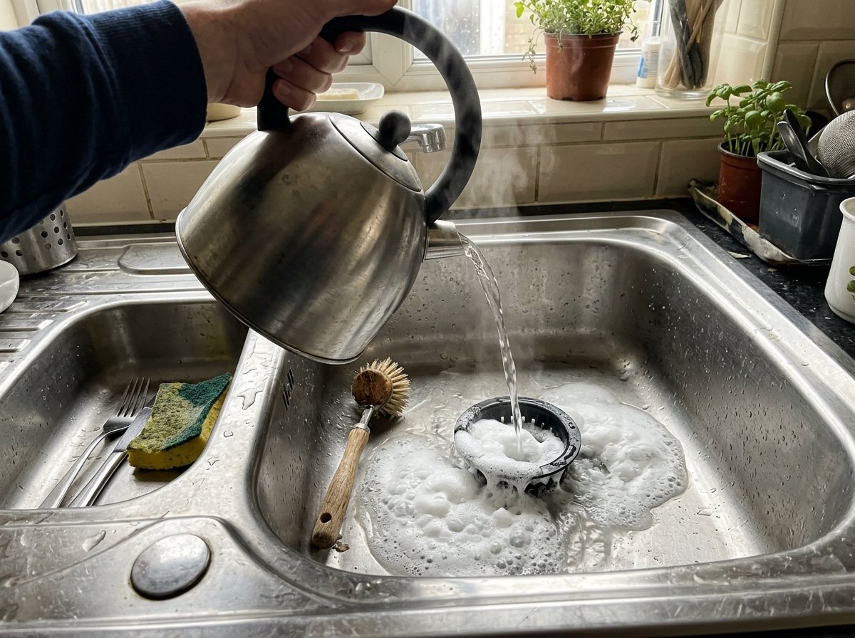 Ρίχνοντας καυτό νερό στον νεροχύτη