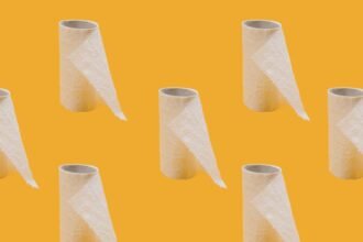 white tissue paper roll on blue background