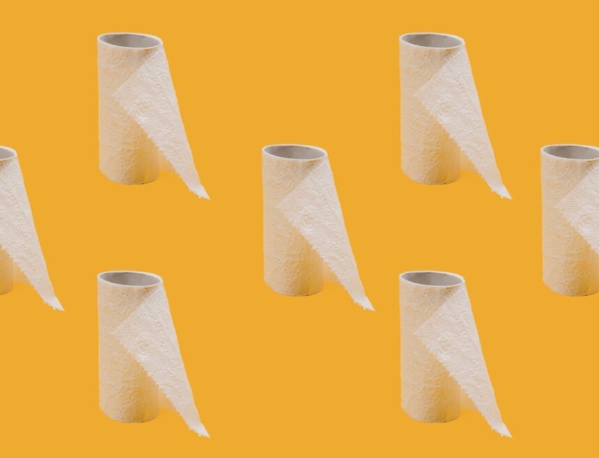white tissue paper roll on blue background