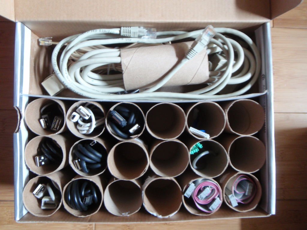 Organize Miscellaneous Cables with Toilet Paper Tubes | Make:
