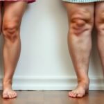 Πόδια δύο γυναικών 60+ που στέκονται μαζί, με το ένα ζευγάρι να είναι φανερά πρησμένο