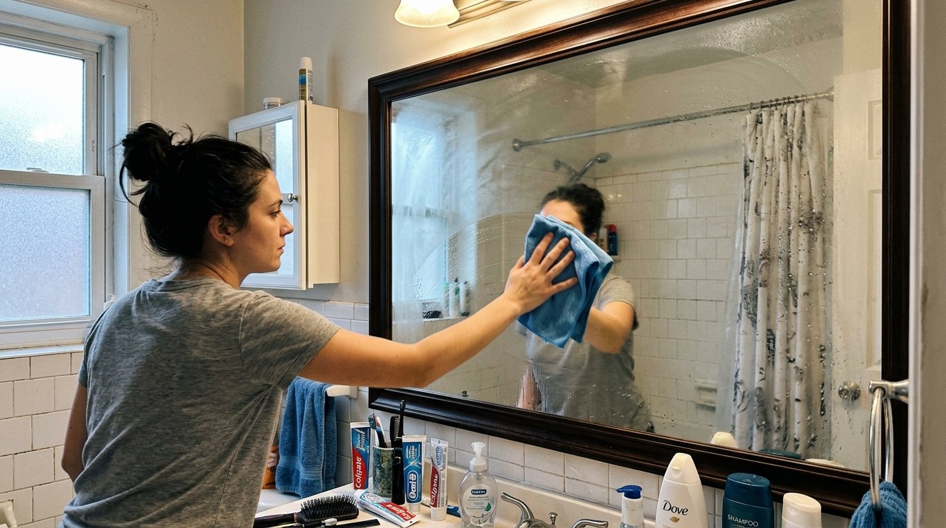 Καθαρισμός καθρέφτη μπάνιου